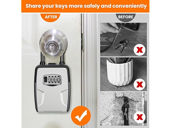 Fayleeko Portable Key Lock Box, Lock Box Wall Mo