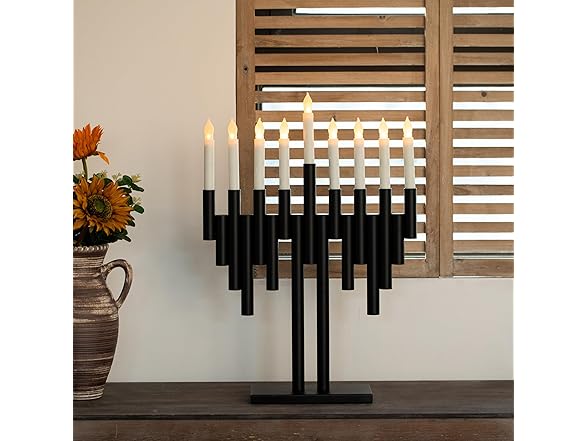 Vintiquewise Modern 9-Branch Hanukkah Menorah with LED Candles
