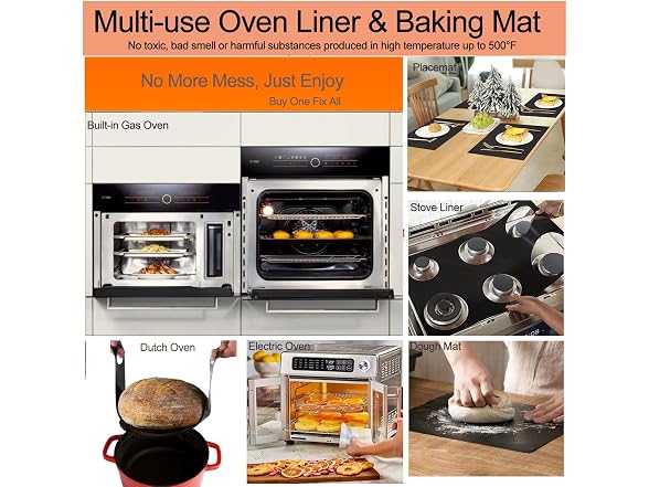 Demiwise 3 Pack Oven Liners for Bottom of Oven, 16x24