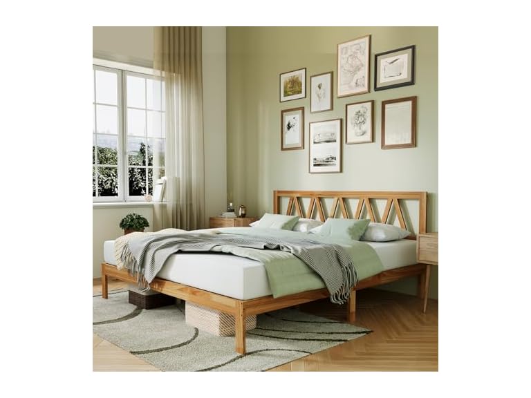 Novilla 12 Inch Solid Wooden King Size Bed Frame
