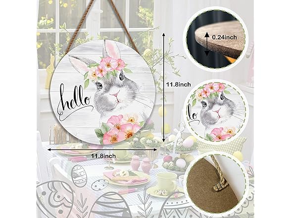 ENCHAN Easter Door Sign Decor Spring