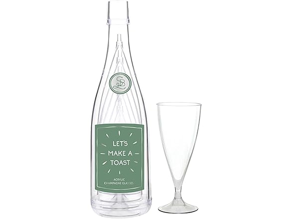 Santa Barbara Design Studio Acrylic Let's Toast Bottle with 5 Glasses