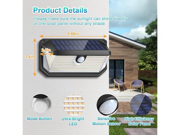 Brightever 2-Pack Solar Motion Sensor