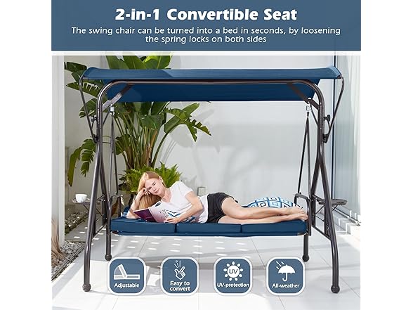 ZZW 800LBS Patio Swing with Canopy