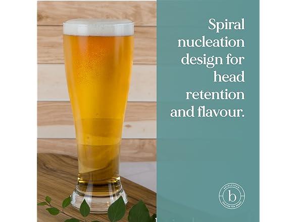 Nucleated Pilsner Beer Glasses 16oz Set of 4