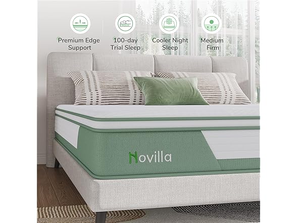 Novilla Mattress Queen, 12 Inch 5-Zone Hybrid Mattress