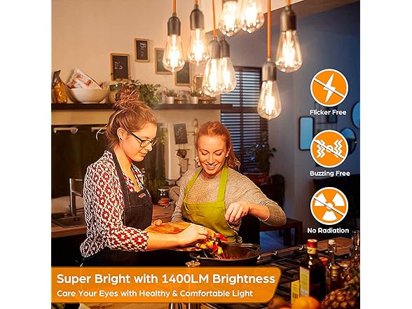 4-Pack Vintage LED Edison Bulbs 100W Equivalent