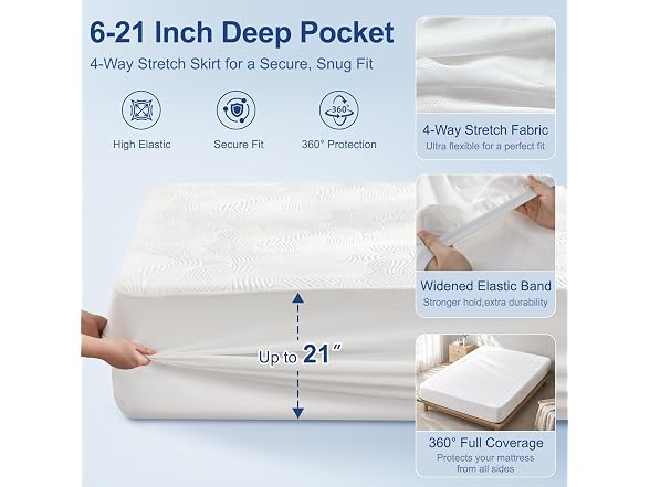 Hisheet Cooling Waterproof Mattress Protector