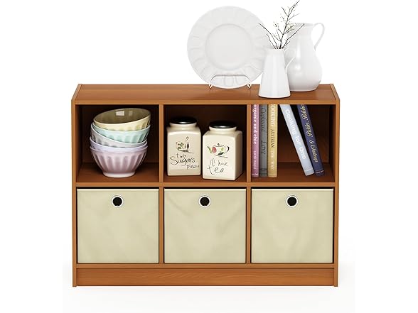 Furinno Basic 3x2 Bookcase Storage w/Bins