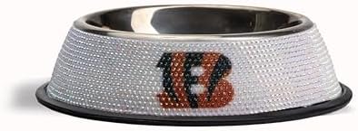 The Memory Company Officially Licensed Stainless Steel Pet Bowl, Premium Bling Team Logo Dog & Cat Food & Water Dish, Non-Slip Rubber Base, for Large/Small Breeds