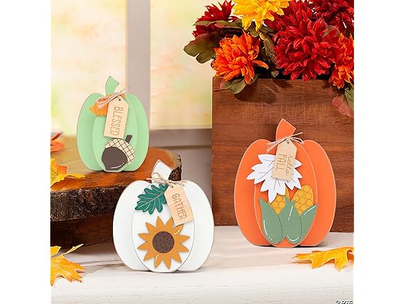 SYESQL 3Pcs Fall Pumpkin Wooden Signs