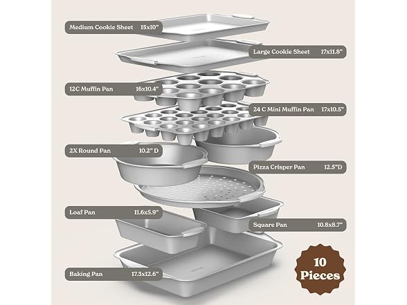 10-Pc Nonstick Stackable Bakeware Set