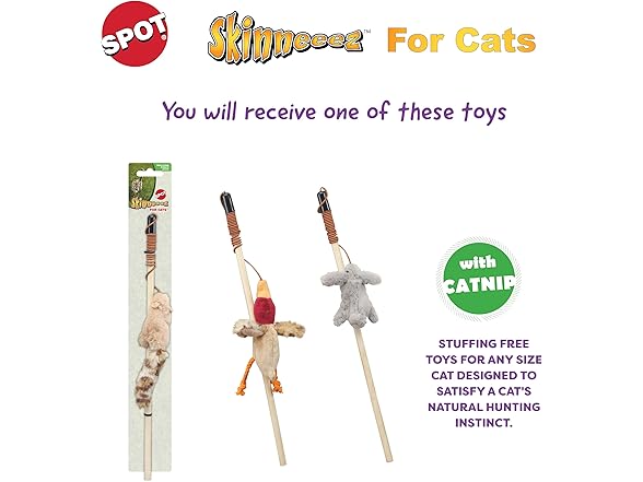 SPOT Skinneeez Stuffing-Free Cat Teaser Wand