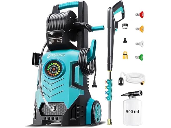 2026new Pressure Washer 5000PSI with Adj-8-Level Touch Screen, 34" Tall Power Washer, 4 Quick Connect Nozzles, Inlet Hose&Filter&500mlFoam Cannon for Cars/Fences/Driveways,Blue (Open Box)