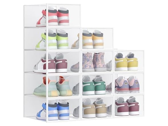 SONGMICS Stackable Shoe Boxes, Set of 12