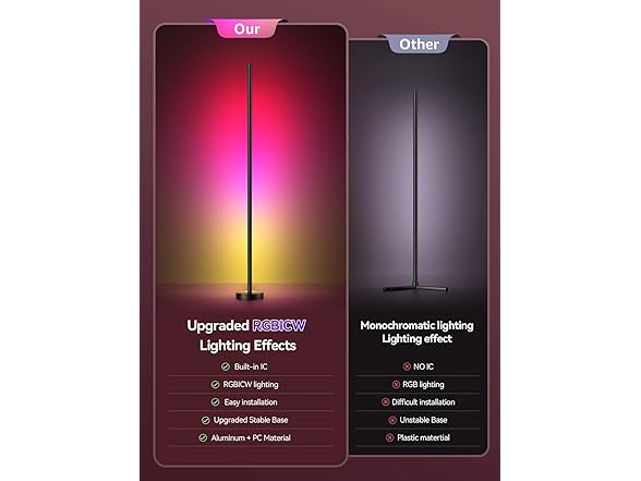 Smart RGBICW LED Corner Floor Lamp