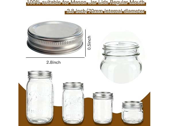 MEGAWISE Mason Jar Lids and Bands Set, 10 Pack 