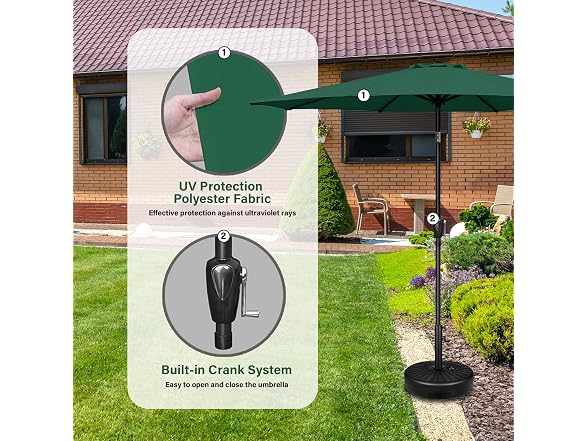 YSSOA 7.5' Patio Umbrella, Green