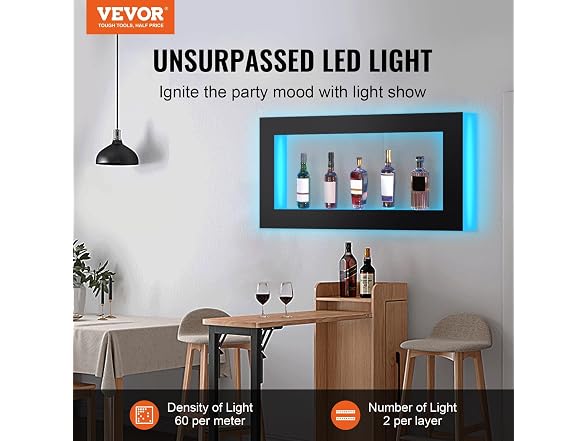 VEVOR LED Lighted Liquor Bottle Display