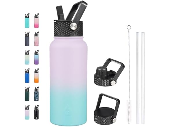 BJPKPK Water Bottles w/ Straw Lid, 32oz