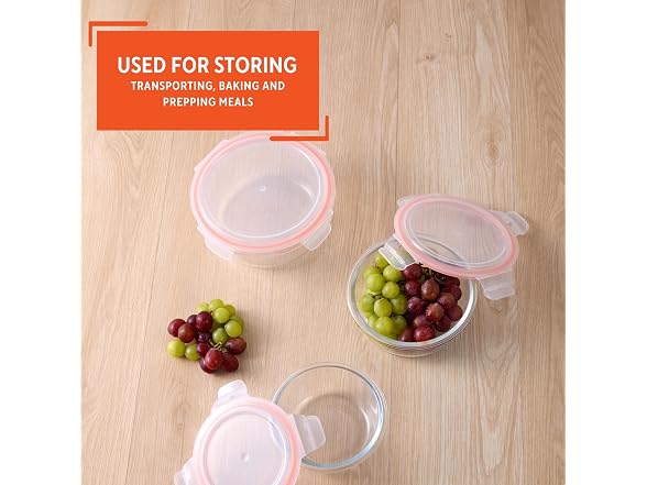 IMUSA 6 Piece Set Glass Round Food Container