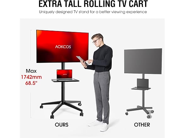 Tall Rolling TV Stand