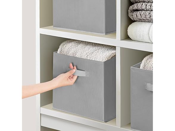 STORAGEIDEAS 11" Fabric Storage Bins 5 Pack, Grey