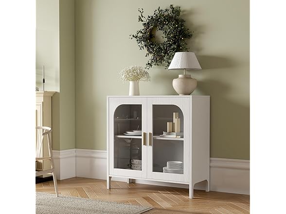 OBEKANN Sideboard Storage Cabinet with Adjustable Shelves