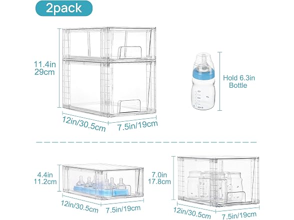 Vtopmart Stackable Storage Drawers, 4 Pack