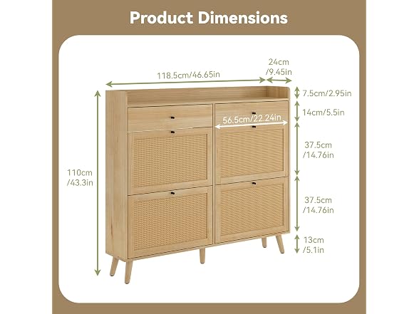 dainslef Shoe Storage Cabinet Oak