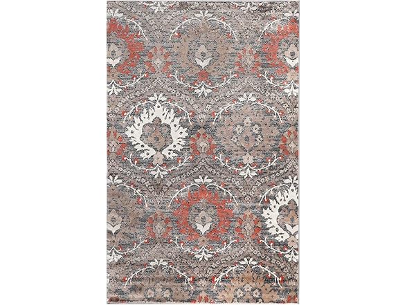 Superior 5'x8' Vintage Floral Damask In Rust