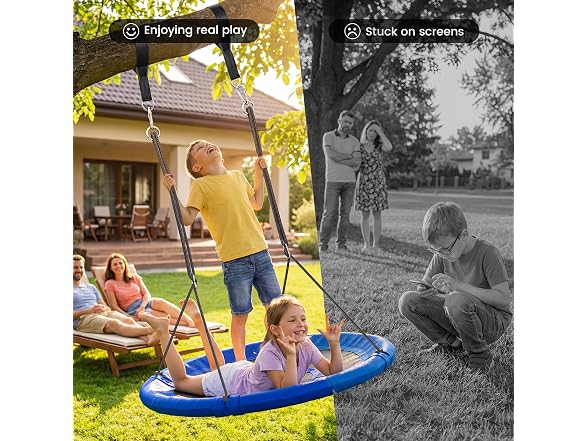Everyfun 43" Saucer Tree Swing for Kids Adult, Blue