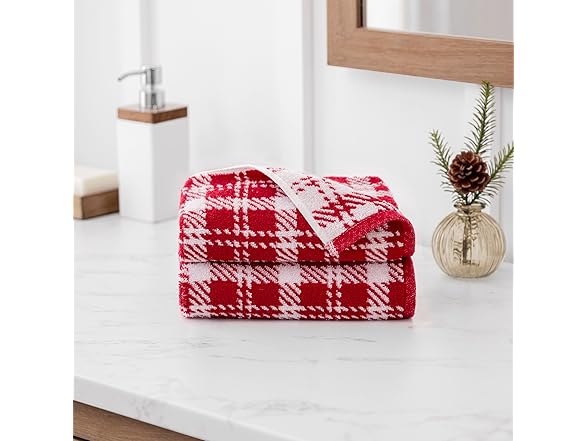 Martha Stewart Plaid Holiday Hand Towels, Set of 2