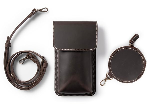 Leather Phone Bag Crossbody Chestnut