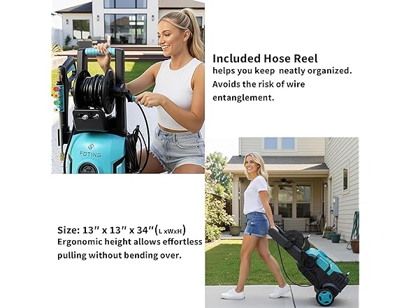 2026new Pressure Washer 5000PSI with Adj-8-Level Touch Screen, 34" Tall Power Washer, 4 Quick Connect Nozzles, Inlet Hose&Filter&500mlFoam Cannon for Cars/Fences/Driveways,Blue (Open Box)