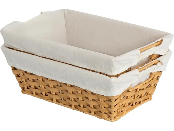 Suptinwear Paper Rope Storage Basket with Liner & Handles