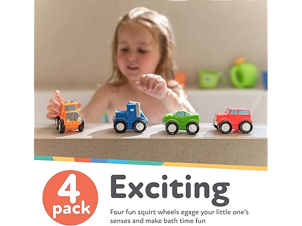 Nuby Squirt Wheels Baby Bath Toys - BPA Free