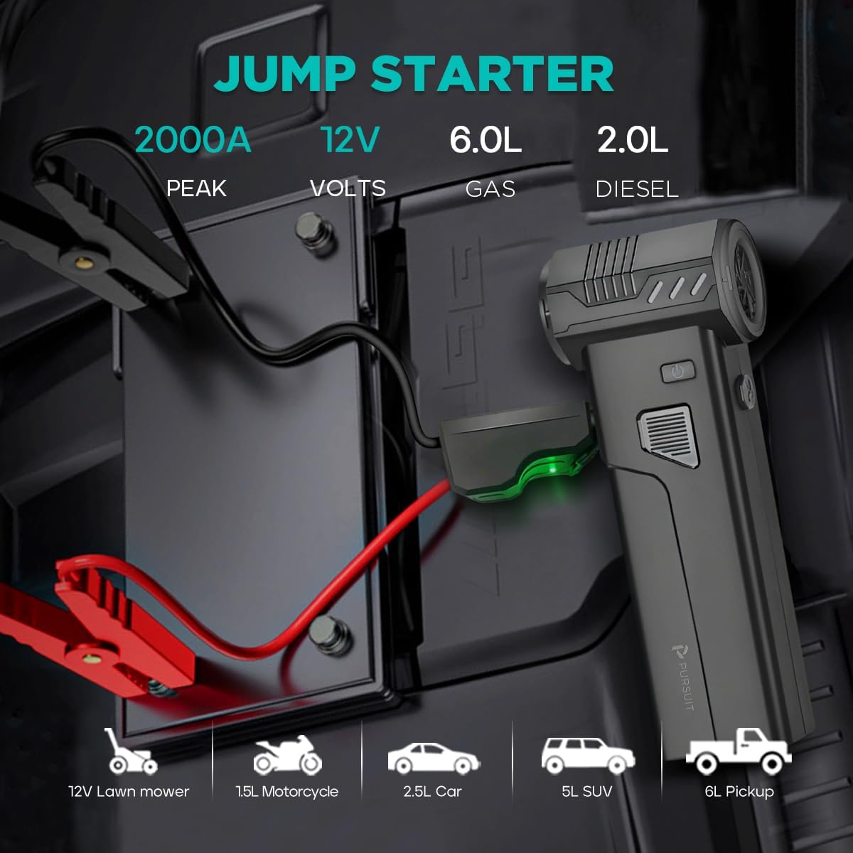 Pursuit R55 5-in-1 Jump Starter, Vac, Power Bank, Inflator - Gallery 9