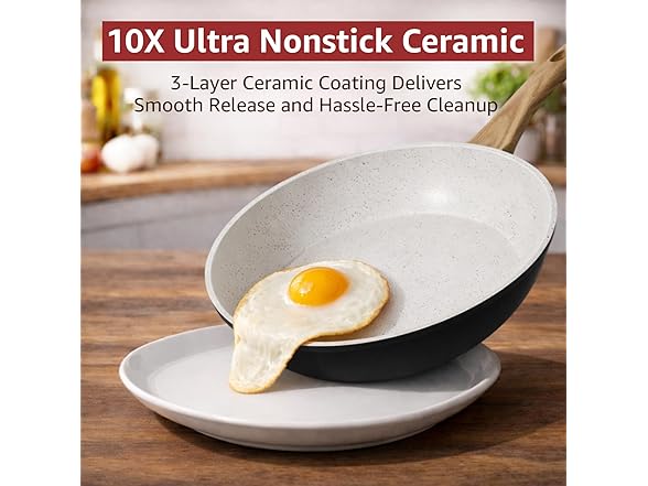bazova 24Pcs Ceramic Cookware Set Black/White