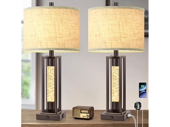 26’’ Vintage Table Lamps, Set of 2