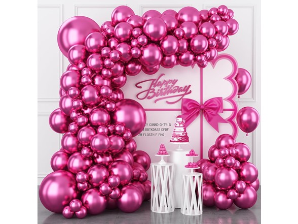 Chrome Pink Balloon Arch Kit 123 Pc (35)