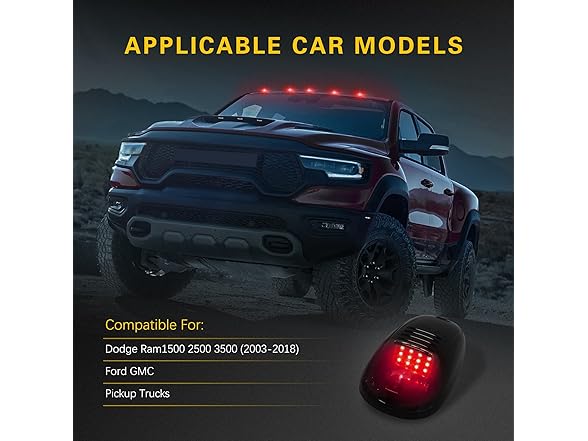 Generic Red LED Cab Lights Smoke Lens