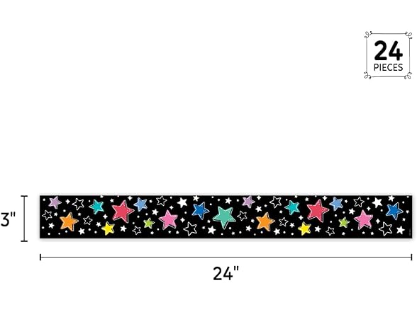CTP Star Bright Colorful Stars on Black EZ Border