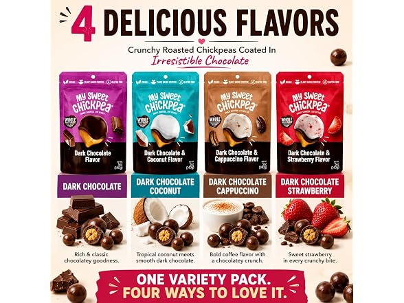 4PK My Sweet Chickpea Chocolate Covered Chickpeas