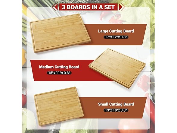 Bamboo Cutting Board Set of 3