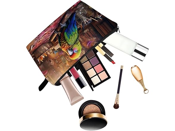 YULUENZE Parrots Pattern Makeup Bag