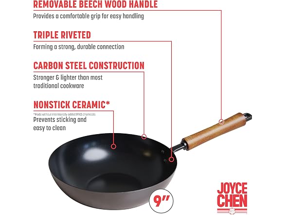 Joyce Chen 9.5-Inch Carbon Steel Stir Fry Pan
