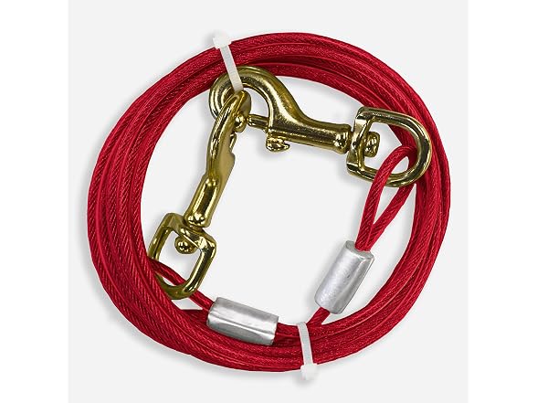Four Paws Medium Weight Dog Tie Out Cable Red 10 feet