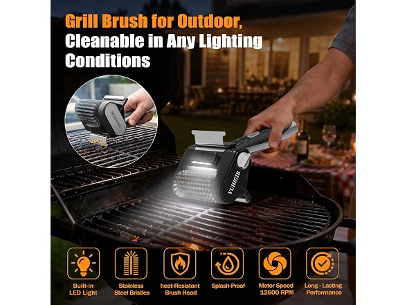 VUHIGIB Electric Grill Brush Gray Silver