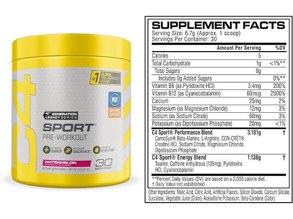 C4 Sport Pre Workout 135mg Caffeine Watermelon 30